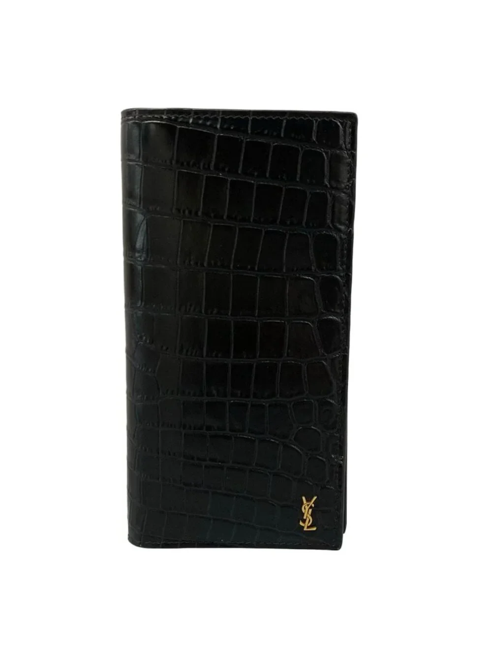 Saint Laurent Paris Wallet Black Embossed Leather